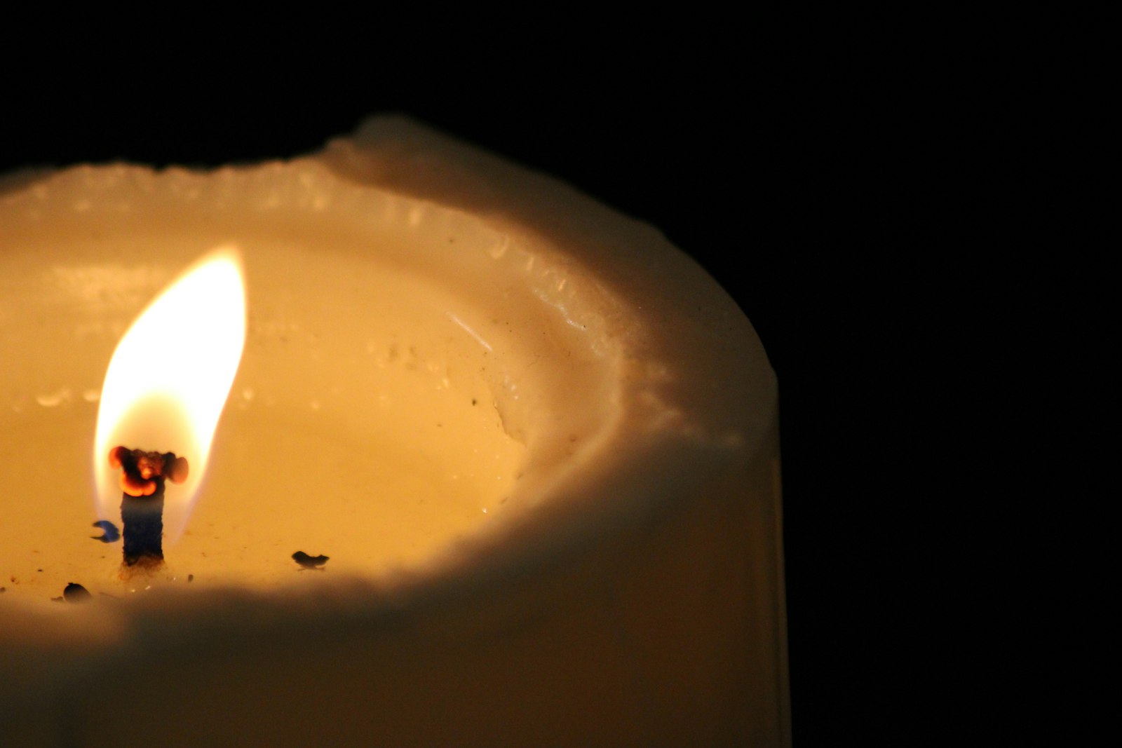 A candle nestled among dried lavender flowers